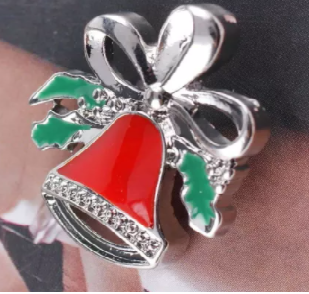 20 MM Jingle Bell Red/Green Enamel Silver Plated