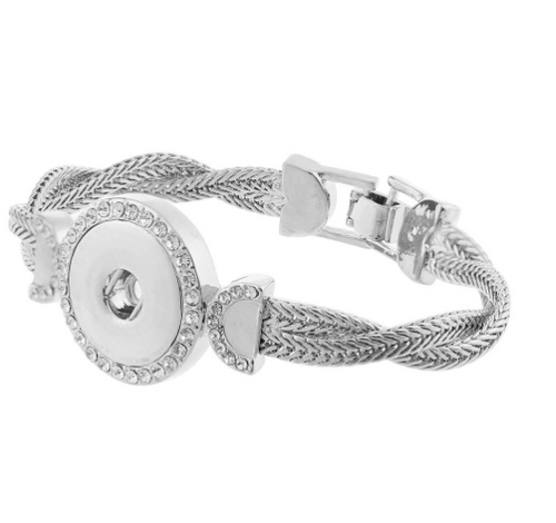 18 or 20 MM Silver Twisted Chain Rhinestone Bracelet
