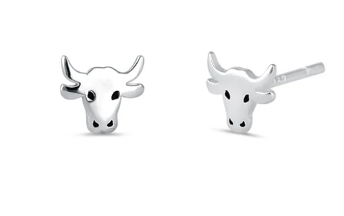 925 Sterling Silver Bull Head Earrings