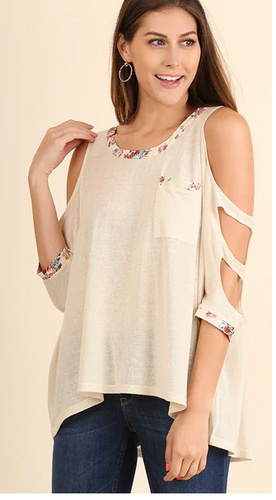 Womens Cut Out Sleeve Top