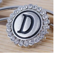 Load image into Gallery viewer, 20 MM Silver Plated/Rhinestone English Initial Snap