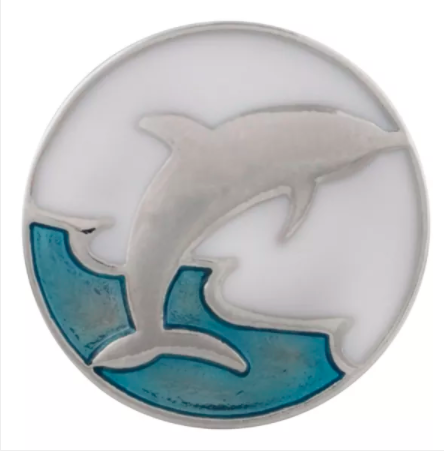 18 or 20 MM Silver Plated Enamel Dolphin