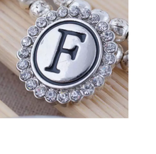 Load image into Gallery viewer, 20 MM Silver Plated/Rhinestone English Initial Snap