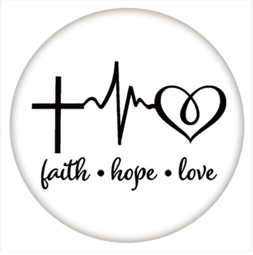 20 MM Faith Hope Love White/Black  Enamel