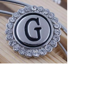 20 MM Silver Plated/Rhinestone English Initial Snap