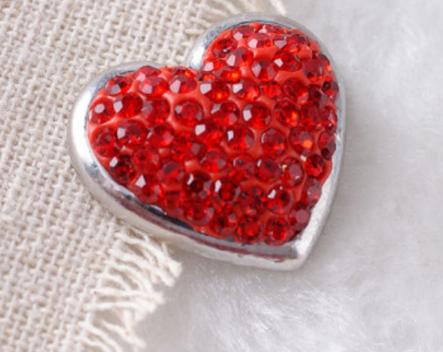 20 MM Red Heart/Rhinestones
