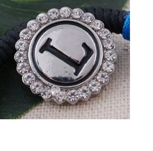 Load image into Gallery viewer, 20 MM Silver Plated/Rhinestone English Initial Snap