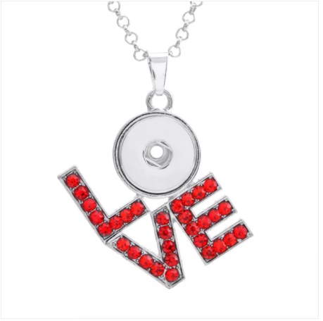 18 or 20 MM Silver LOVE Rhinestone Necklace