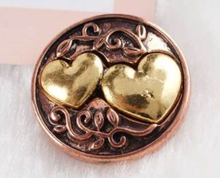 Load image into Gallery viewer, 20 MM Gold Double Heart (Silver and Rose Gold)