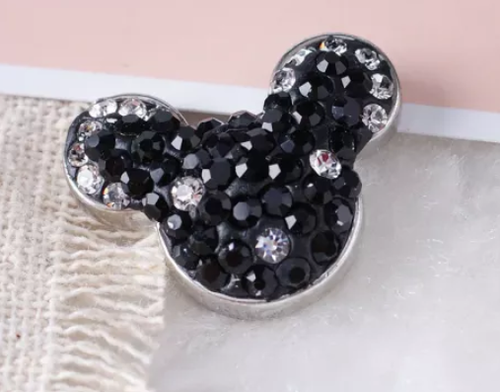 20 MM Mouse Black/Clear Rhinestones
