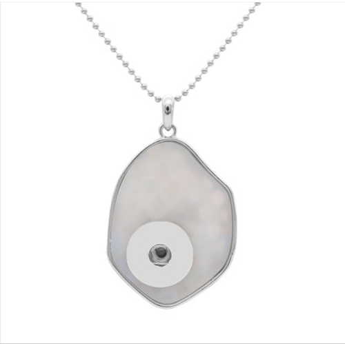 18 or 20 MM White Pearl Acrylic/Silver Pendant 31 inch Necklace