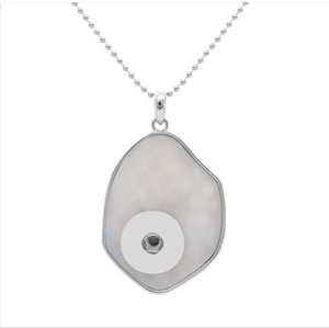 18 or 20 MM White Pearl Acrylic/Silver Pendant 31 inch Necklace