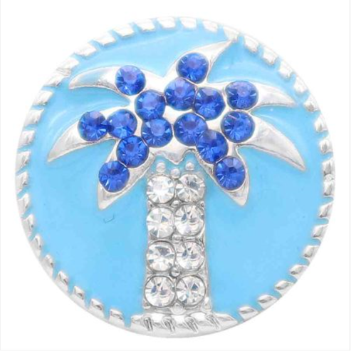 20 MM Coconut Tree with Blue Rhinestones and Enamel