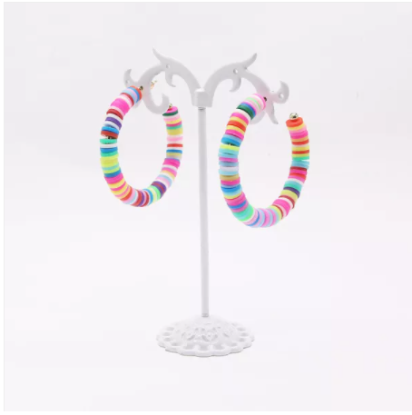 C Shape Multi Color Pottery Earrings