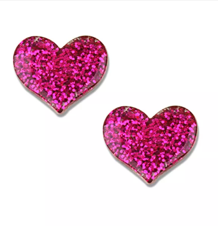 20 MM Pink Glitter Heart Snap
