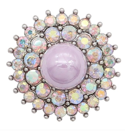 20MM Sliver Plated with Colorful Rhinestones and Light Purple Pearl