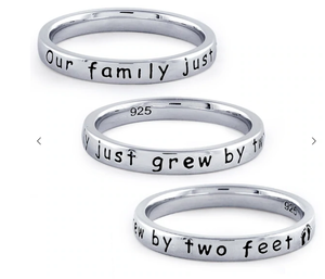 925 Sterling Silver "Our Family Just Grew By Two Feet" Ring