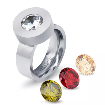 Stainless Steel 4 Stone Ring
