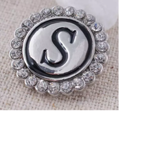 Load image into Gallery viewer, 20 MM Silver Plated/Rhinestone English Initial Snap