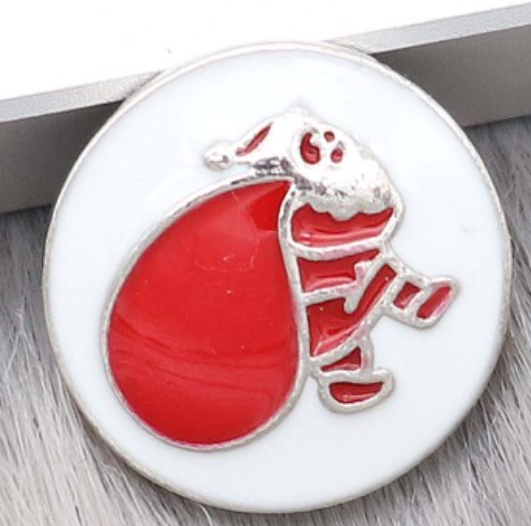 20 MM Silver Plated Santa Red Enamel