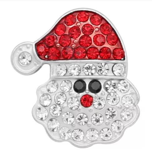 20 MM Santa Face Red/Clear/Black Rhinestones