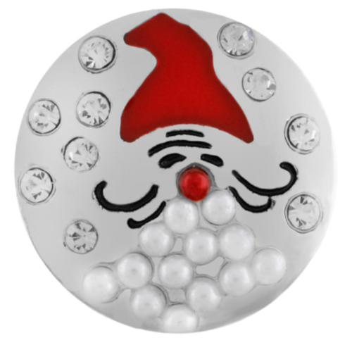 20 MM Silver Plated Santa Face with pearls