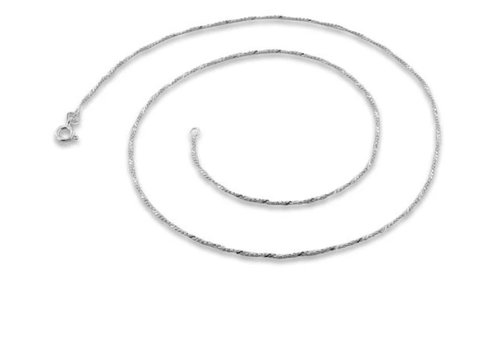 Sterling Silver Twisted Serpentine Chain Necklace - 1.4MM