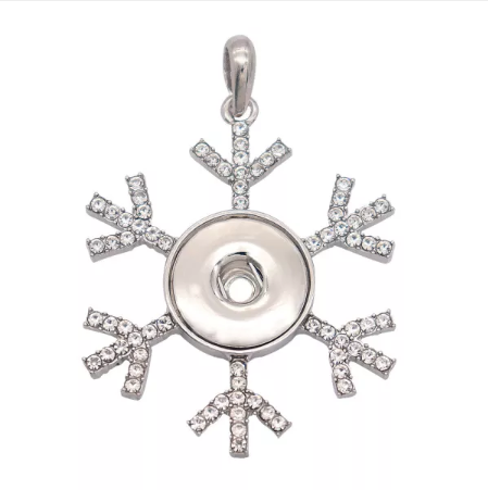 18 or 20 MM Silver Rhinestone Snowflake Pendant