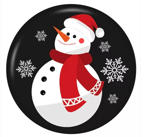 20 MM Black Enamel Snowman with Snow Flakes