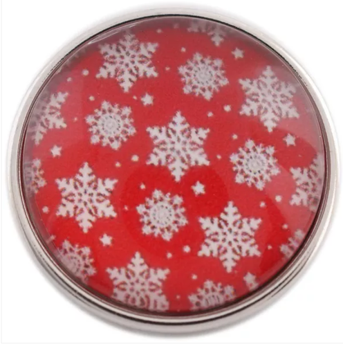 20 MM Red/White Snow Flakes Glass