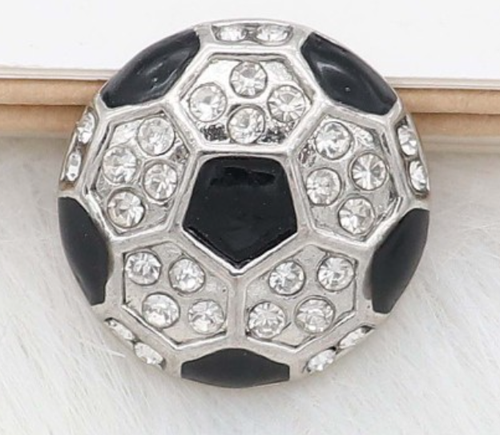 20MM Soccer with Francs Snap Sliver Plated with Rhinestones Snap Jewelry