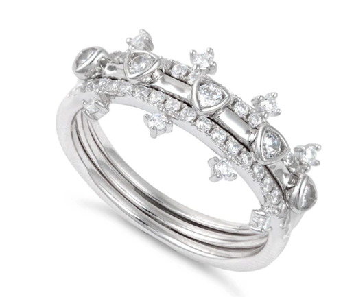 Sterling Silver Crown CZ Set Ring