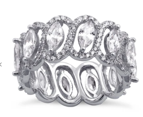 Sterling Silver Eternity Marquise Clear CZ Ring