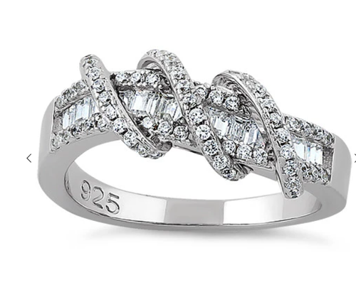 Sterling Silver Exotic Twisted CZ Ring