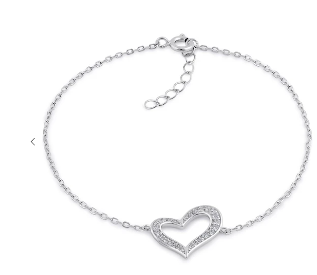 Sterling Silver Clear CZ Heart Bracelet