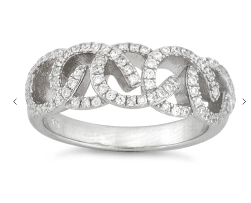 Sterling Silver C Pave CZ Ring