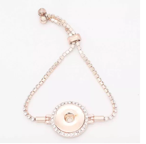 18 or 20 MM Rose Gold Tone/Rhinestones Tennis Adjustable Bracelet