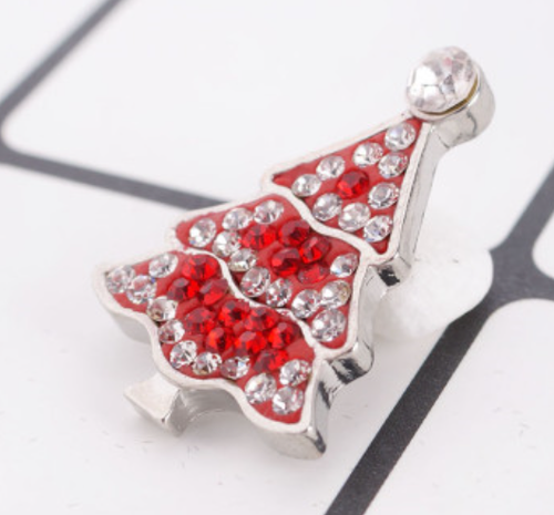 20 MM Red/Clear Rhinestone Christmas Tree