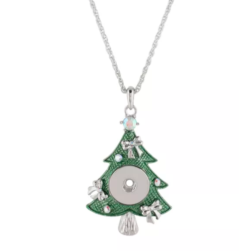 18 or 20 MM Silver Christmas Tree with Green Enamel/Iridescent Rhinestones (19 Inches Long)