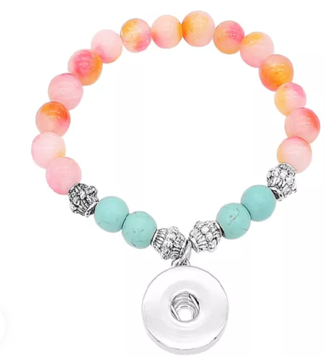 18 or 20 MM Turquoise/Natural Stone Bracelet Stretchy