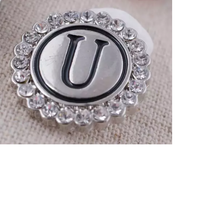 Load image into Gallery viewer, 20 MM Silver Plated/Rhinestone English Initial Snap