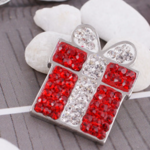 20 MM Christmas Gift Red/Clear Rhinestones