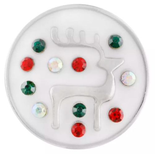 20 MM Deer/White Enamel Rhinestone