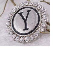 Load image into Gallery viewer, 20 MM Silver Plated/Rhinestone English Initial Snap